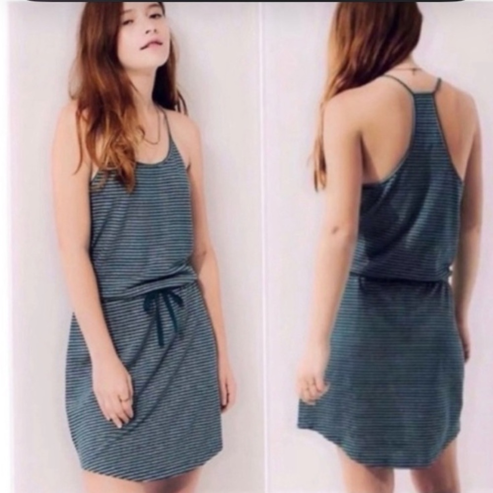 Lou & Grey green and white striped linen blend dress | M